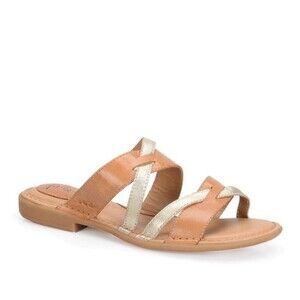 b.o.c Born Concept Shoes Womens SZ 9 Leather Slip On Sandals Comfort Strappy Tan